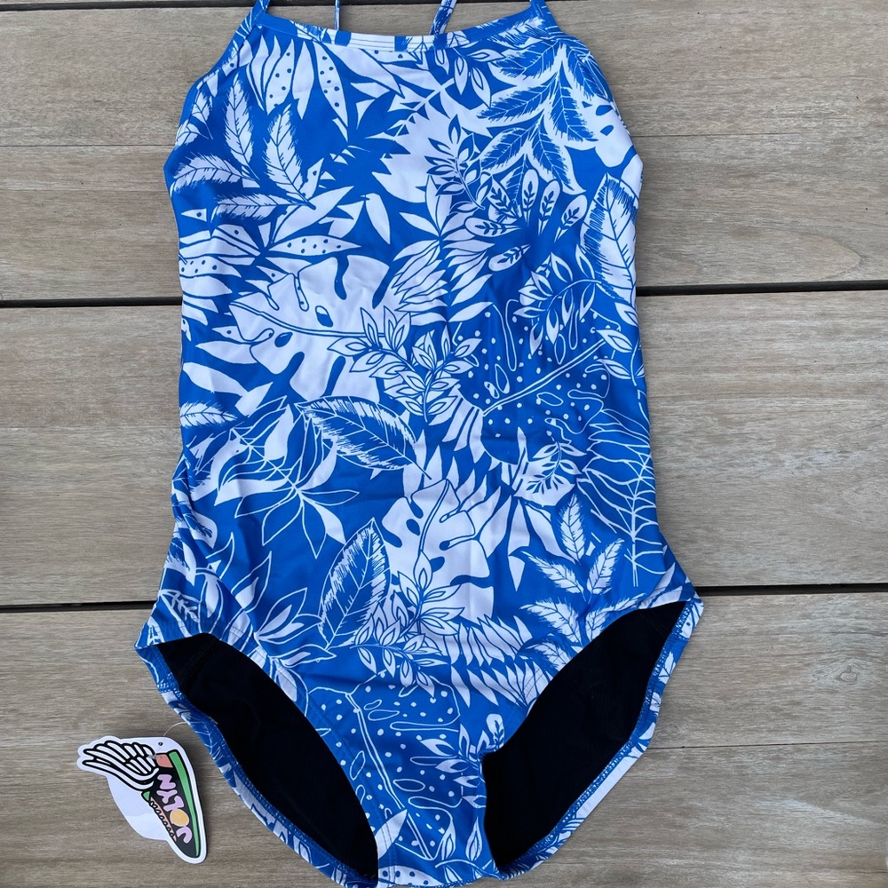 NEW Jolyn blue and white one piece bathing suit